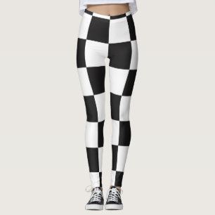 Legging Envelope Xadrez Preto e Branco Sofisticado