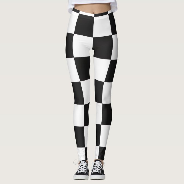 Legging Envelope Xadrez Preto e Branco Sofisticado (Frente)