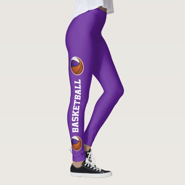 Legging equipe roxa cola texto de basquete ou perna de nom (Direita)