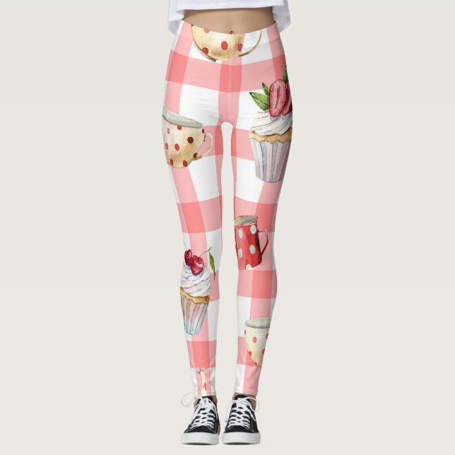 Legging Equipes de Aquarela: Cupcakes Sem Percepção (Frente)