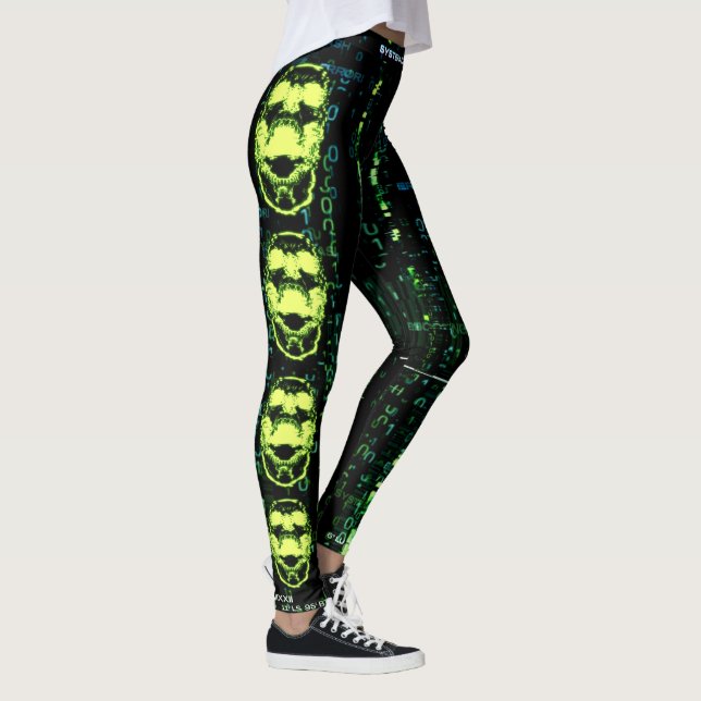 Legging Erro do sistema Cyberpunk Gritando com o crânio ve (Direita)