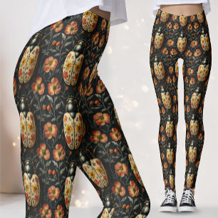 Legging Erudito da Natureza Dourada Besouro Botânico