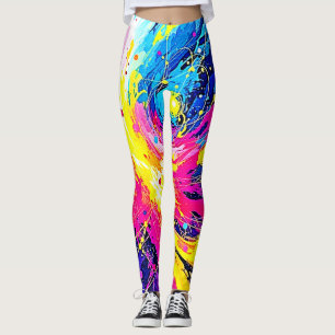 Legging Erupção Cósmica: Arte Vibrante de Salpicos