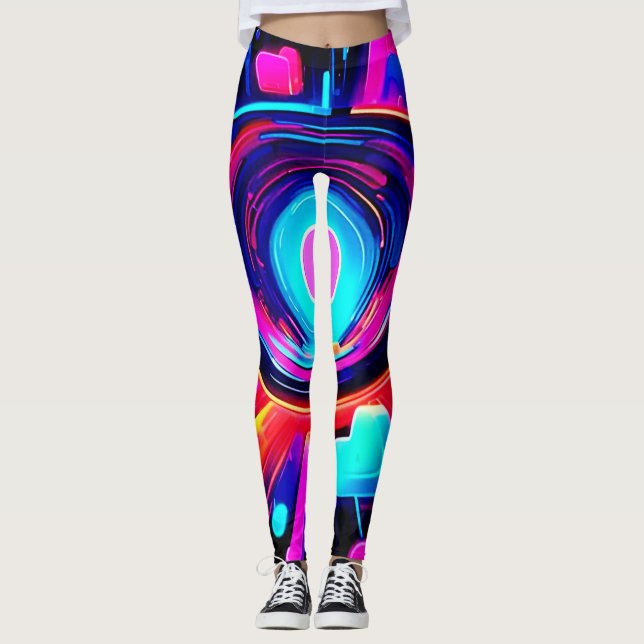 Legging Erupção de Neon: Energia Abstrata (Frente)