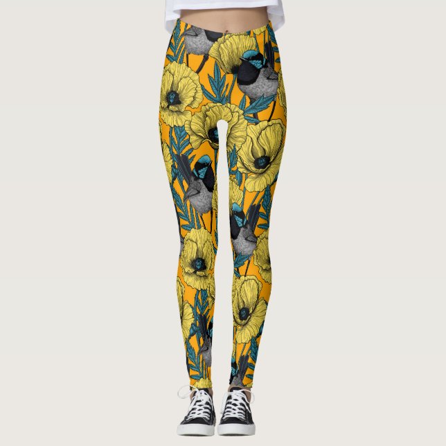 Legging Erva de fada e papoila em amarelo (Frente)
