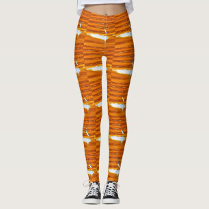 Legging ervas azuis em pé ouro castanho
