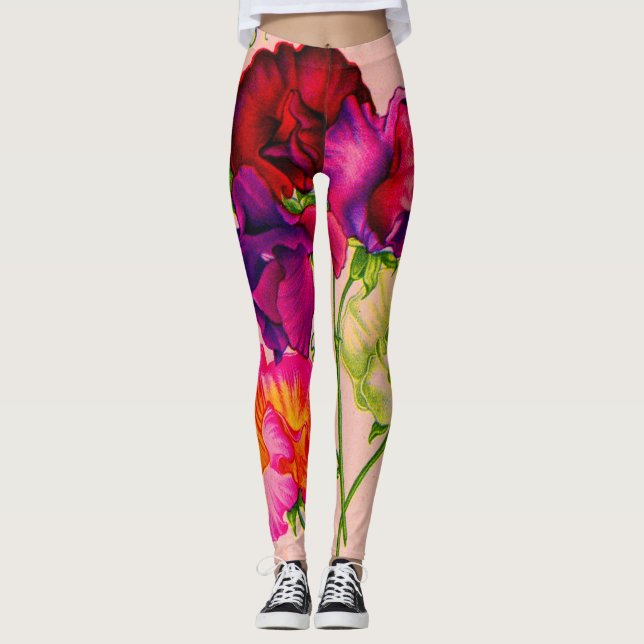 Legging Ervilha doce em roxo e rosa (Frente)