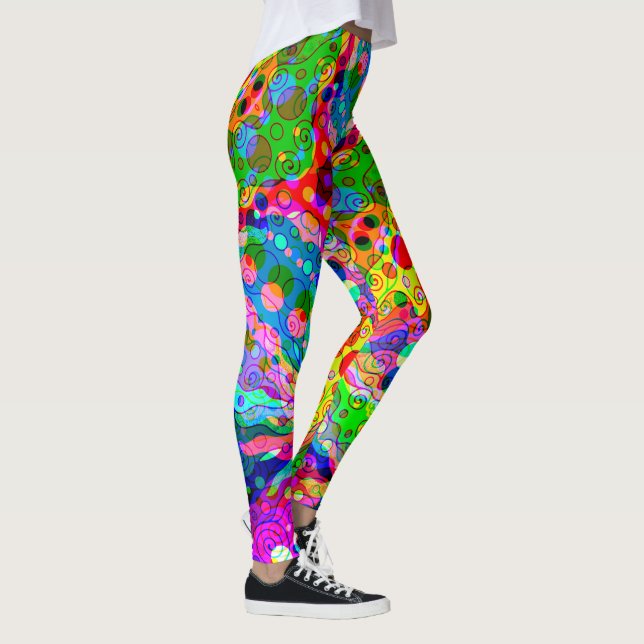 Legging Esboço de arte fantasiosa - Abstrato Neon Shift 1 (Direita)