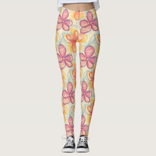 Legging Esboço de Flor Silvestre Vintage (4)