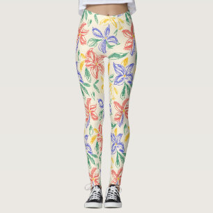 Legging Esboço de Flor Silvestre Vintage (8)