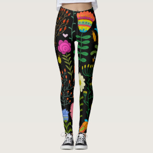 Legging Esboço floral, padrão artístico perfeito.