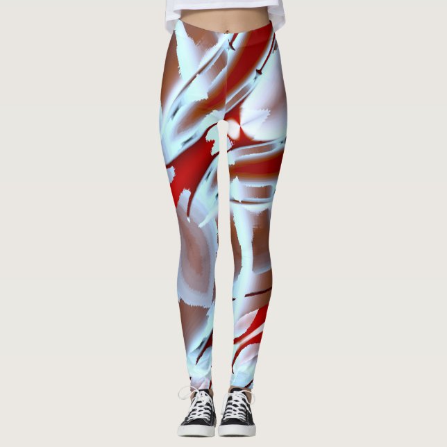 Legging Esbranquiçado a vermelho esmagamento da ampliação  (Frente)