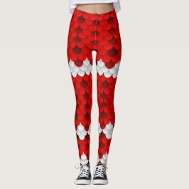 Legging Escala da sereia de Koi (vermelho/branco)