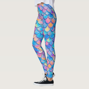 Legging Escala de Neon Cor-de-Rosa Azul