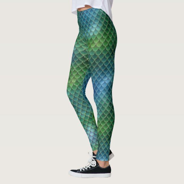 Legging Escala de Sereia Verde Azul (Esquerda)
