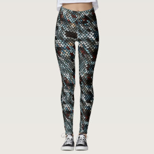 Legging Escalas da sereia das cores do azul, da prata & do