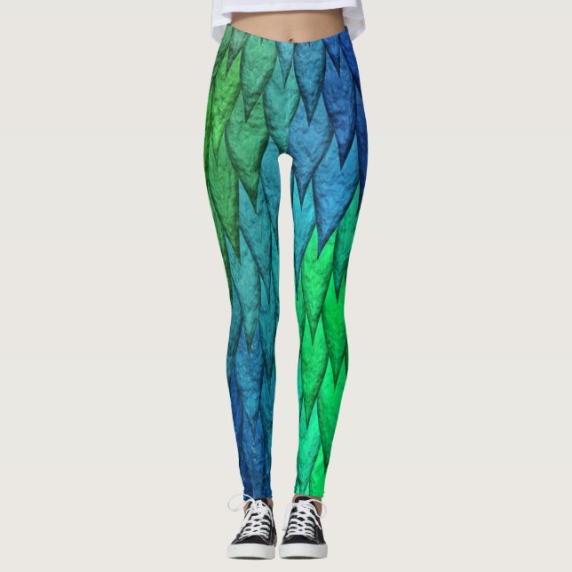 Legging Escalas de Cobra Azul Verde (Frente)