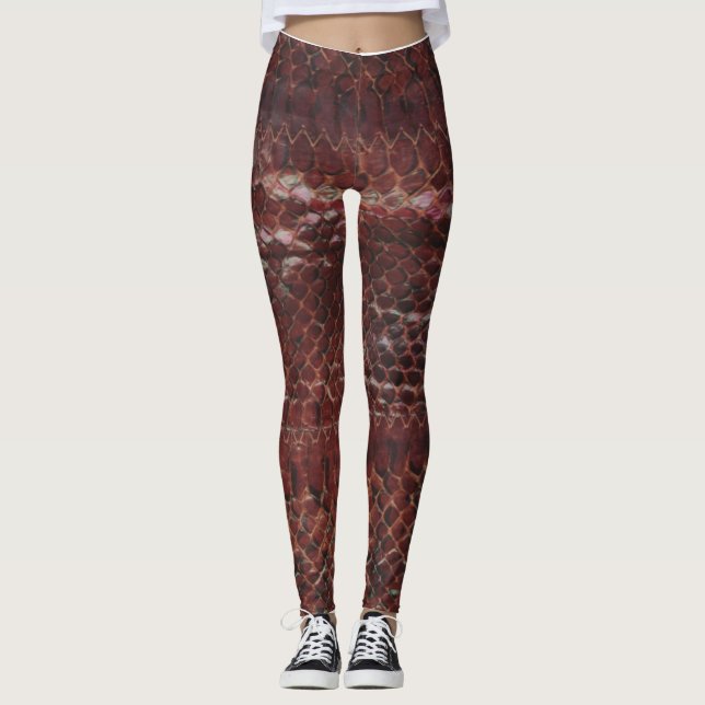 Legging Escalas de Cobra vermelho (Frente)