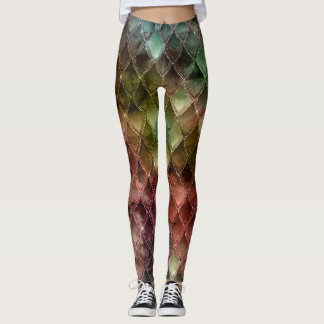 Legging Escalas de Dragões Gradientes do Arco-Íris