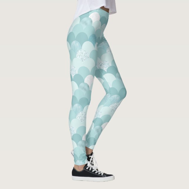 Legging Escalas de sereia azul ciano (Direita)