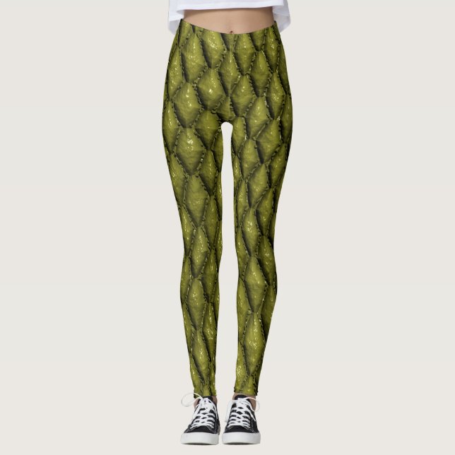 Legging Escalas do cobra verde (Frente)