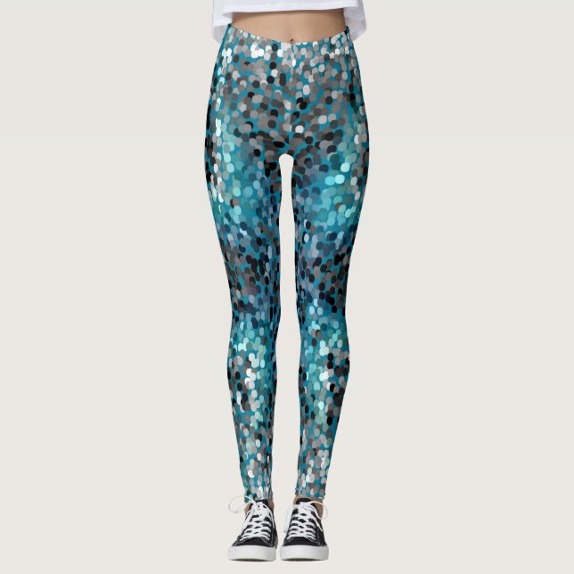 Legging Escalas turquesa e cinza (Frente)