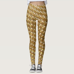 Legging Escamas de Peixe de Meretriz Dourado Brilhante