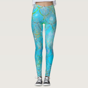 Legging Escamas de sereia com brilho azul iridescente lind