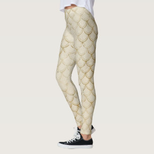 Legging Escamas Douradas de Peixe Retro Grunge Cauda de Se