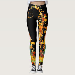 Legging Escassez de outono O outono deixa Bonito preto ou