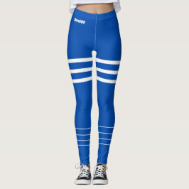 Legging Escoamento de monograma branco azul moderno