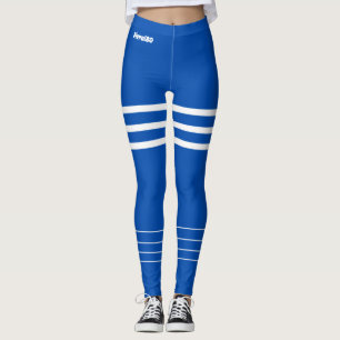 Legging Escoamento de monograma branco azul moderno