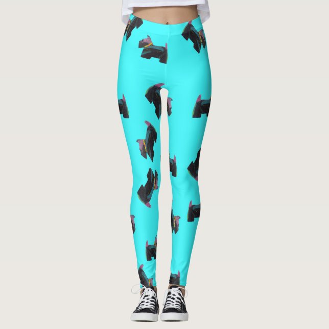 Legging Escocês Cósmico Terrier turquois fundo (Frente)
