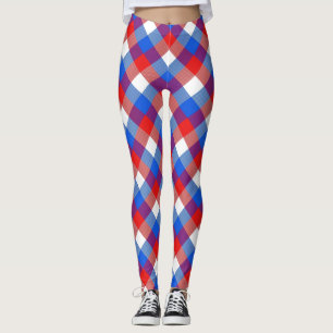 Legging Escocês Vermelho Branco e Azul Tartan