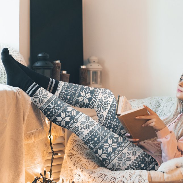 Legging Escolha qualquer padrão de Ilha de Feira de Invern (Choose Any Colour Winter Winter Fair Isle Pattern (Pick your own colour for the blue part!) )
