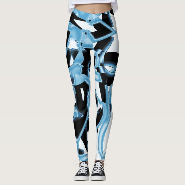 Legging Escórias ou fitas azuis e pretas destruídas (Frente)