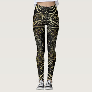 Legging Escrita à Escrolagem de Olhar para Folha Ouro Eleg