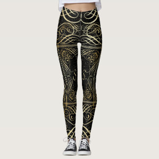 Legging Escrita à Escrolagem de Olhar para Folha Ouro Eleg