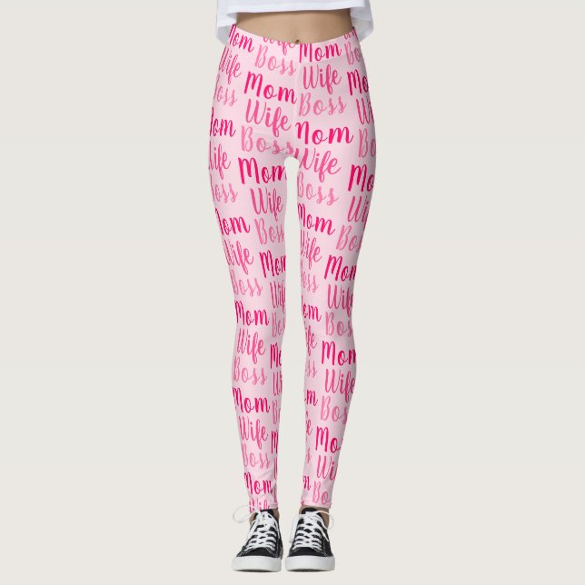 Legging Escrita personalizada de rosa claro da esposa da m (Frente)