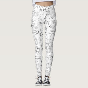 Legging escrivaninhas brancas e pretas