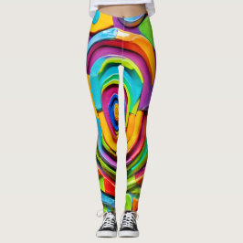 Legging Escultura Surrealista Colorida e Divertida