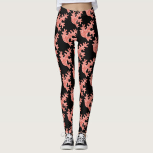 Legging Escuridão viva da coral brilha no padrão preto