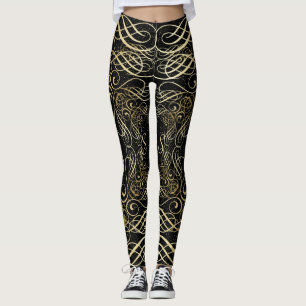 Legging Escuro de Escrolagem de Olho Ouro no Elegante Pret