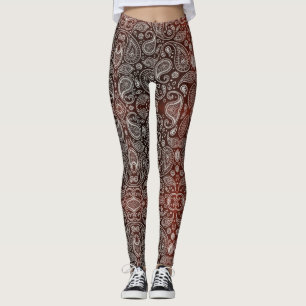 Legging Escuro - Paisley vermelho