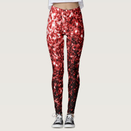 Legging Escuro Vermelho Escuro Glitter brilha Glamor