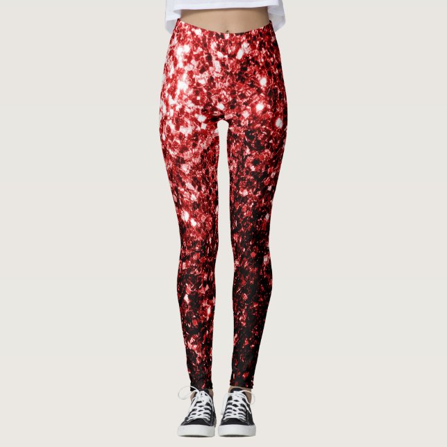 Legging Escuro Vermelho Escuro Glitter brilha Glamor (Frente)