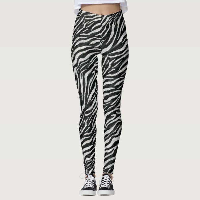 Legging Escuro-zebra moderno branco (Frente)
