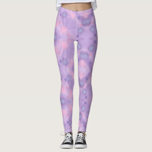 Legging Esferas Círculos Lavanda Pernas Azuis Rosa