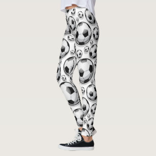 Legging Esferas de futebol - padrão preto e branco