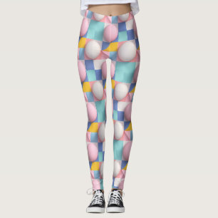 Legging Esferas de Pastel 3D e Padrão Geométrico